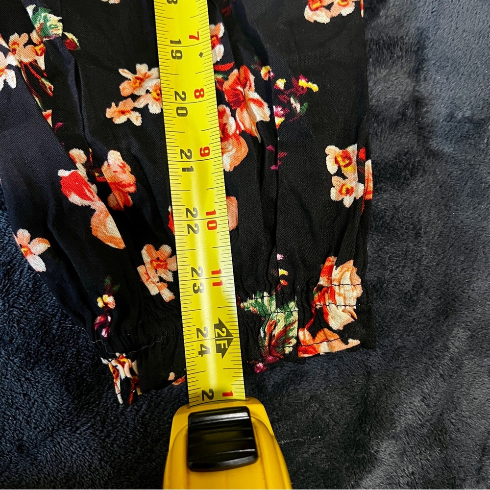 New Old Navy Floral Cotton Knit Puff Sleeve Smocked‎ Peplum Ruffle Boho Top XL - Picture 13 of 13